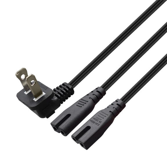 Electricity Power Adapter Line, 2 Prong to Doubled D Socket Cable Certifies 180CM PVC