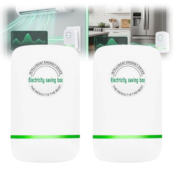 Electricity Saver for Home, Energy Saving Device Smart Plug with Voltage Stabilizer & Surge Protection, Compact Office Power Saver (2 PCS)