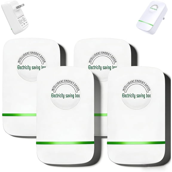 Electricity Saving Box, 2027 New Power Factor Saver, Surge Protection & Thermoregulation, 90V-250V 28KW Load, Plug and Play, Compact ABS Design, Hot Swappable for Home & Office (4PC)