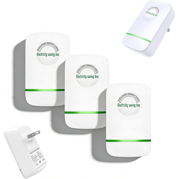 Electricity Saving Box, 2027 New Power Factor Saver, Surge Protection & Thermoregulation, 90V-250V 28KW Load, Plug and Play, Compact ABS Design, Hot Swappable for Home & Office (3PC)