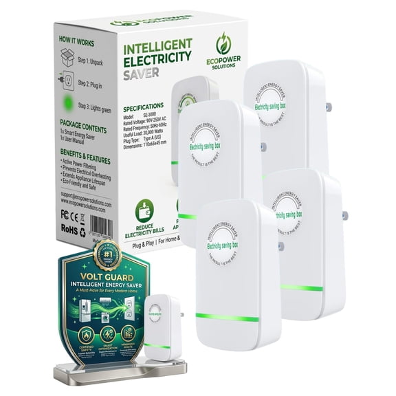 Electricity Saving Box – Energy Power Saver Device for Home & Office, Intelligent Plug-in Power Factor Stabilizer, Surge Protection, Reduce Electric Bill (4PCS))