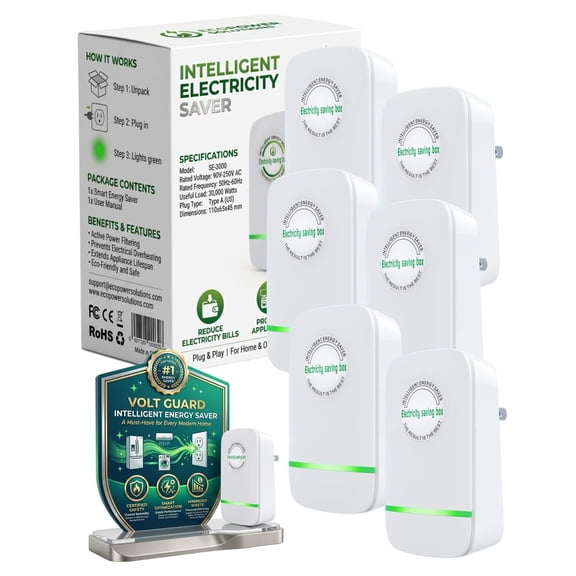 Electricity Saving Box – Energy Power Saver Device for Home & Office, Intelligent Plug-in Power Factor Stabilizer, Surge Protection, Reduce Electric Bill (6PCS))