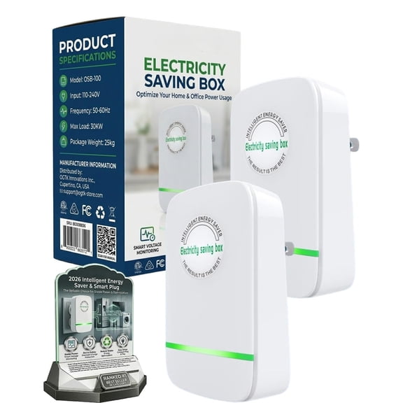 Electricity Saving Box Energy Saving Device Smart Save Plug Power Saver Voltage Optimization Surge Protection Thermoregulation Outlet Home Office Compact Plug and Play Energy Efficiency