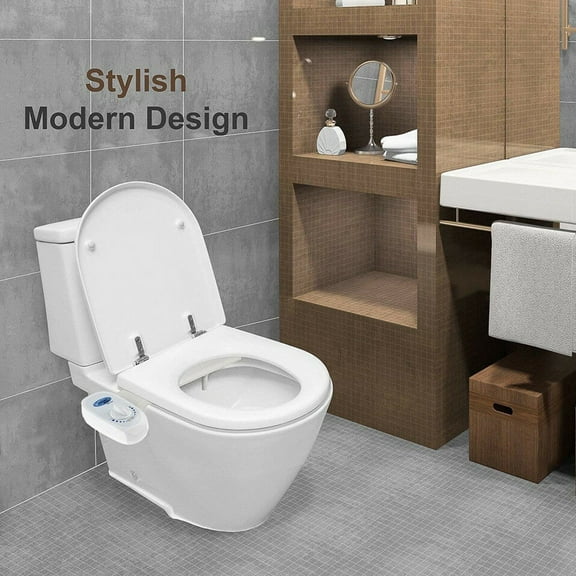 No Electricity Smart Toilet Lid Flusher Bidet Seat Water Sprayer Cleaning Dual Nozzle,Intelligent Bidet Flusher Buttocks Cleaning Toilet Seat Hot and Cold Water