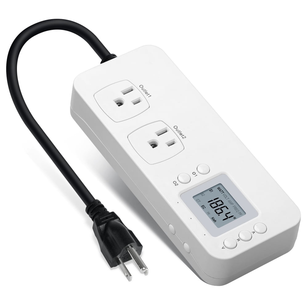 Electricity Usage Monitor, Briidea Power Consumption Watt Voltage Amp Meter Tester with 2 Outlets Electricity Analyzer Monitoring Device for Energy Saving