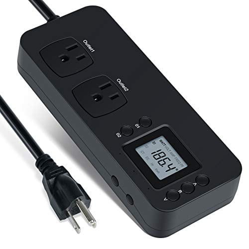 Electricity Usage Monitor, Power Consumption Watt Voltage Amp Meter Tester with 2 Outlets Electricity Analyzer Monitoring Device for Energy Saving