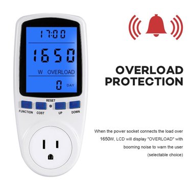 Upgraded Watt Meter, Home Electricity Usage Monitor, Plug-in Socket Power Meter, Power Watt Voltage Amps Meter Tester Overload Protection
