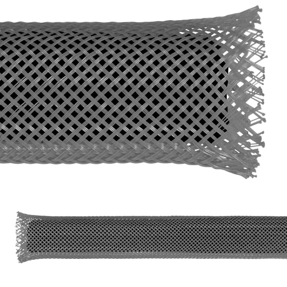 Electriduct 1.25" PET Expandable Braided Sleeving - 50 Feet Length - Gray