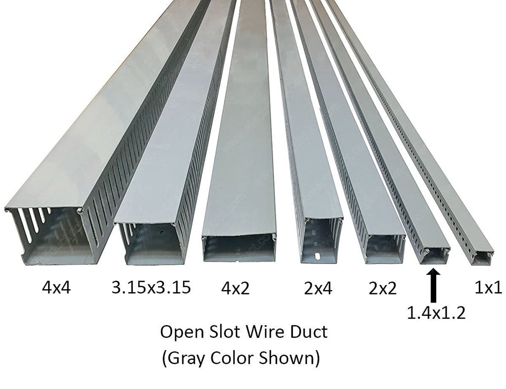 Electriduct 1.4"W x 1.2"H Open Slot Wire Duct Raceway - Stick Length: 6.56 Feet - Gray - 1 Piece
