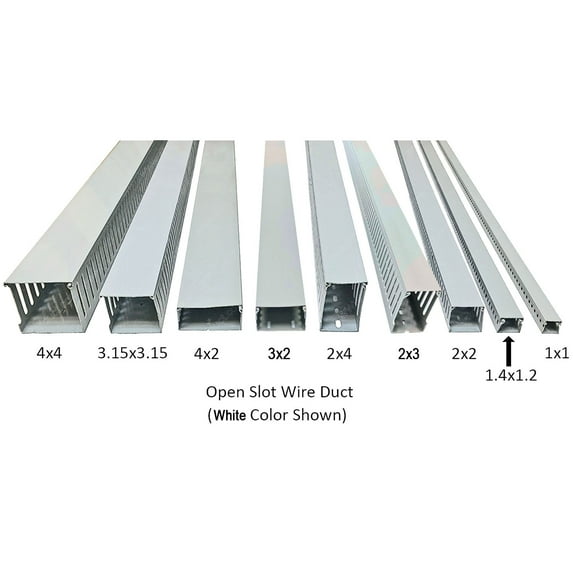 Electriduct 1.4"W x 1.2"H Open Slot Wire Duct Raceway - Stick Length: 6.56 Feet - White - 6 Pack