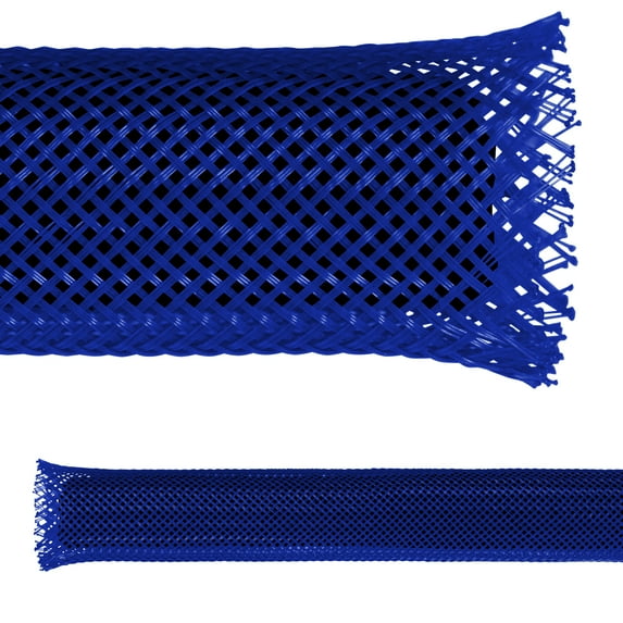 Electriduct 1.50" PET Expandable Braided Sleeving - 10 Feet Length - Blue