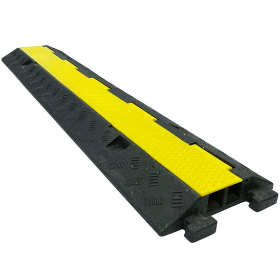 Electriduct 2 Channel Heavy Duty Rubber Cable Protector Ramp - 1.25" x 1.25" Channel Size - 3 Pieces