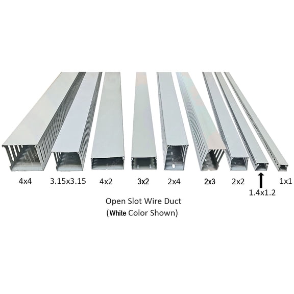 Electriduct 2" x 2" Open Slot Wire Duct Raceway - Stick Length: 6.56 Feet - White - 6 Pack