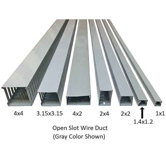 Electriduct 3"W x 2"H Open Slot Wire Duct Raceway - Stick Length: 6.56 Feet - Gray - 6 Pack