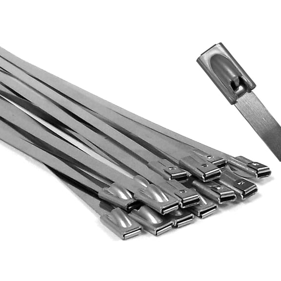 Electriduct 304 Stainless Steel Cable Ties - Length: 4" - Width: 0.18" - Silver - 100 Pcs