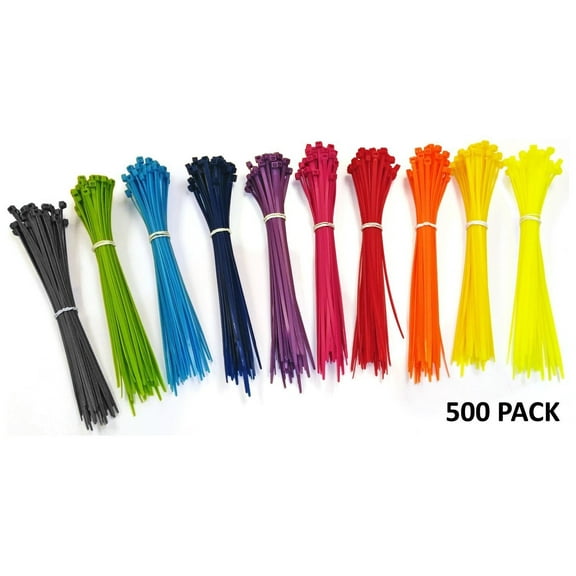 Electriduct 500 Pieces Nylon Cable Ties Kits - 4" - 6" - 8" - 11" - Multi-color