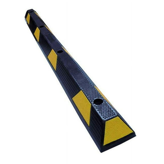 Electriduct 6 ft. Rubber Parking Block Curb with 4X Asphalt Spikes - Black & Yellow