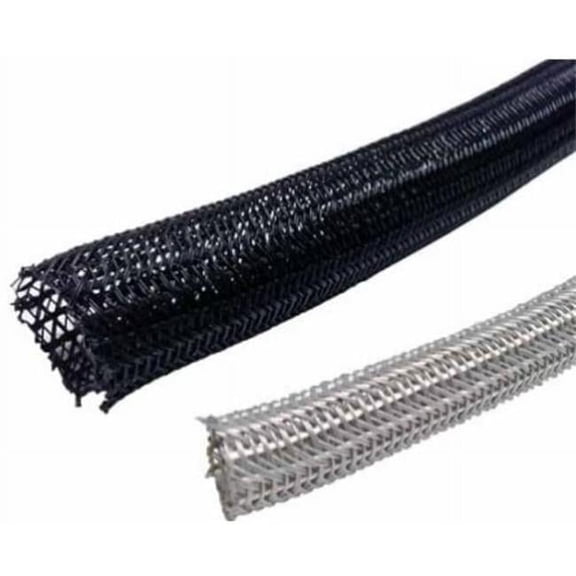Electriduct BS-J-SCW-075-100-BK 0.75 in. 100 ft. Hook Self Closing Braided Wrap for Around Sleeving Cord Cover Cable Protector Wire Organizer - Black