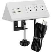Electriduct Edge Mount Table Top Power Charging Center - 3 AC Outlets (TR), 3 USB-A & 1 USB-C Charging Ports (6 Amp Shared) - White