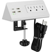 Electriduct Edge Mount Table Top Power Charging Center - 3 AC Outlets TR, 3 USB-A & 1 USB-C Charging Ports 6 Amp Shared - White