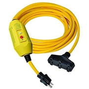 Electriduct Auto Reset 25 Feet In-Line GFCI Triple Tap Power Cord, 15A, 125V - Yellow