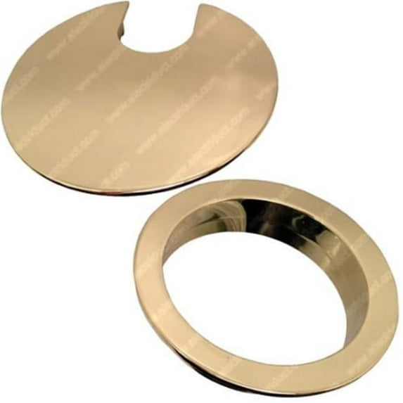 Electriduct GR-MET-2375-2P-BP 2.375 in. Two-Piece Metal Cable Grommet with Lid & Base - Brass Polished