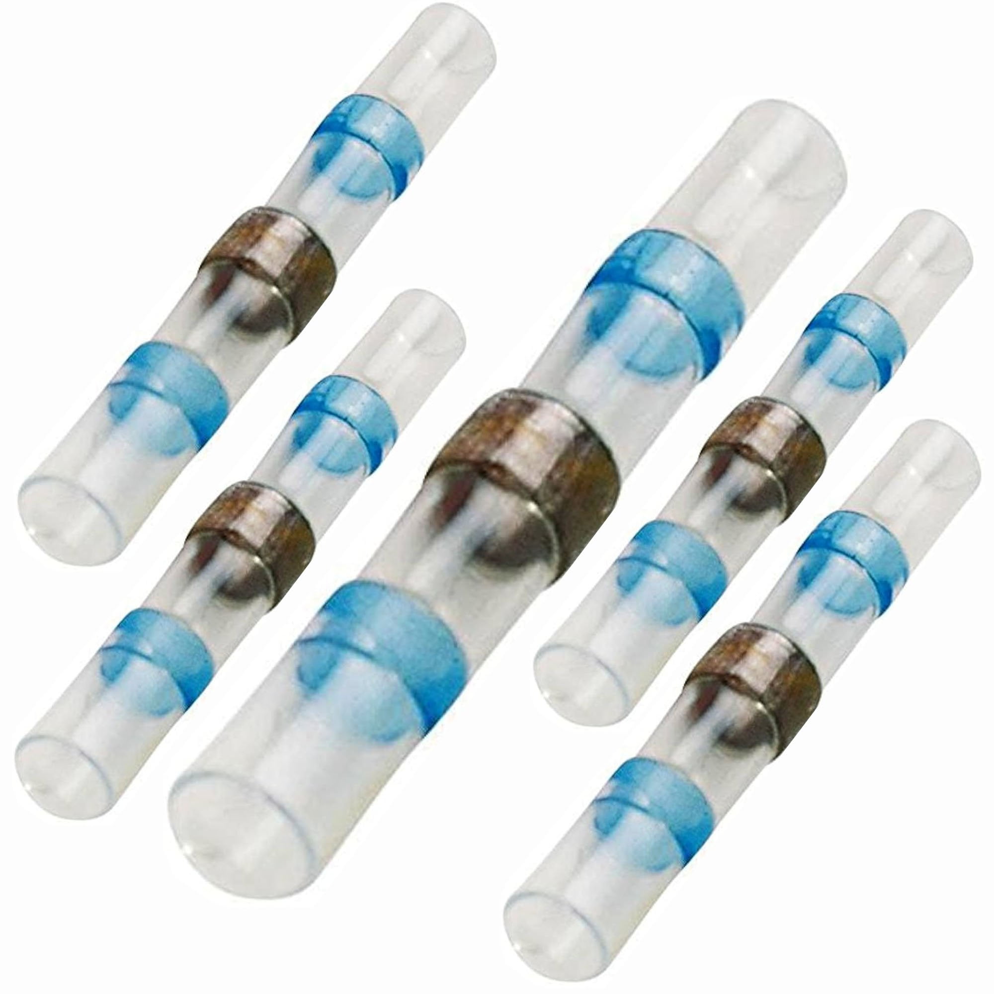 Electriduct Heat Shrink Solder Sleeve Crimpless Butt Connectors - 16-14 AWG (Blue) - 100 Pieces