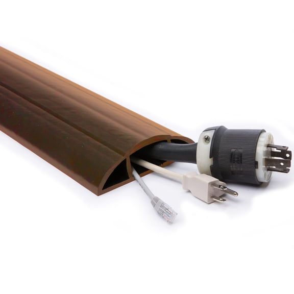 Electriduct MegaDuct Cord Hose Protector and Bumper - 2"W x 1.25"H Center Channel Size - 5 Feet Length - Brown