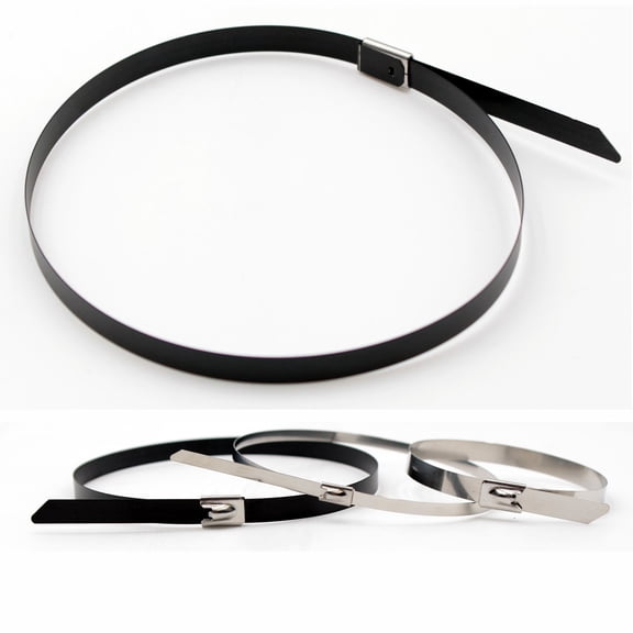 Electriduct UV Resistant 316 Stainless Steel Cable Ties - Length: 16" - Width: 0.31" - Polyester Coated Black - 100 Pcs