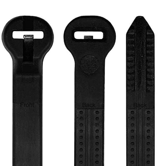 Electriduct Weather Resistant Stainless Steel Barb Nylon Cable Ties - Length: 14.5" - Width: 0.27" - Tensile Strength: 120lbs - Black - 100 Pcs