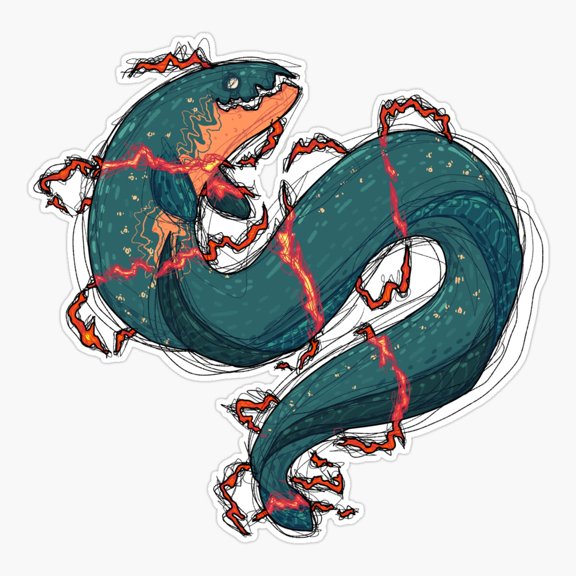 Electrifying Electric Eel Swimming Sticker