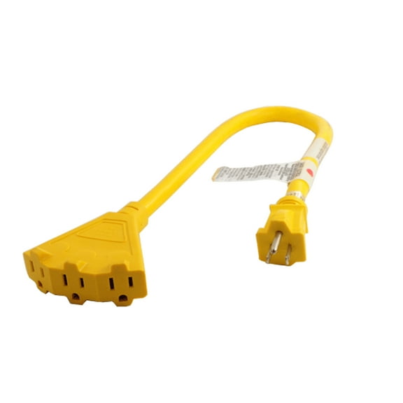 Electrix 12/3 AWG Gauge STW Power Block 2FT Heavy Duty Extension Cord With Triple (3) Outlet UL Listed Contractor Grade Extra Thick