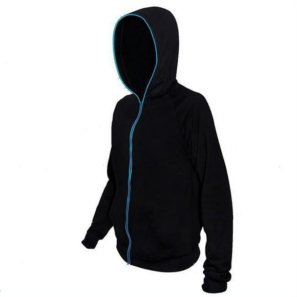 Electro Luminescent Zip Up Hoodie, Blue - Extra Large