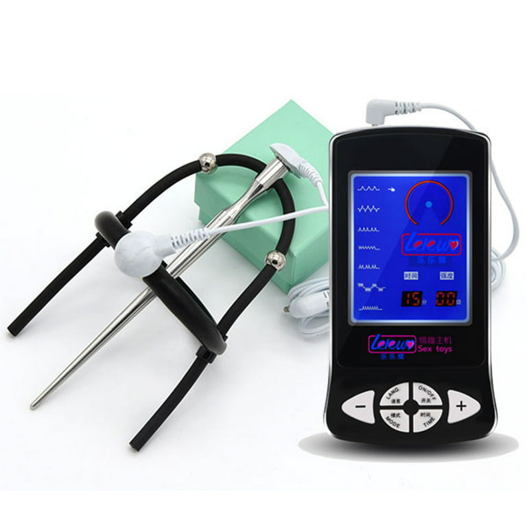 Electro Stimulator Black Massage Device E-Stim Power Box with Big Stim Ring Stainless Steel Needle