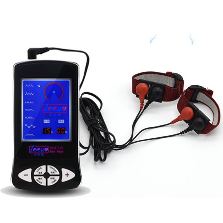 Electro Stimulator Black Massage Device  E-stim Power Box with Big Stim Ring