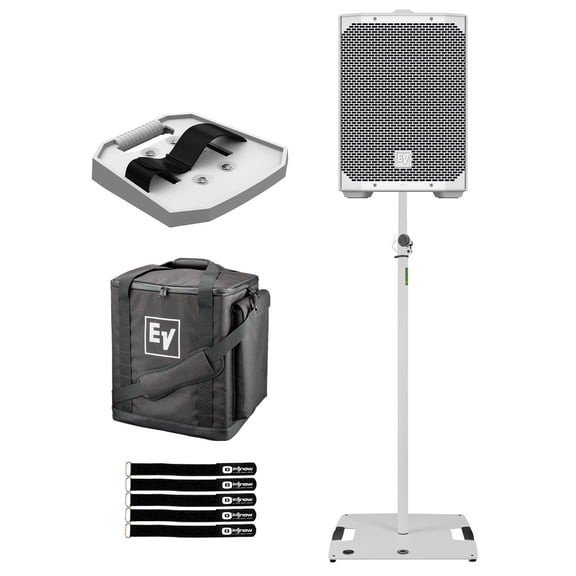 Electro-Voice EVERSE8-W 8" 2-Way Battery-Powered Loudspeaker White with Stand & Bag Package
