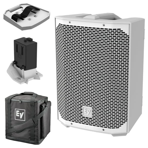 Electro-Voice EVERSE8-W 8" White Battery-Powered Loudspeaker with Tote & Accessories Package