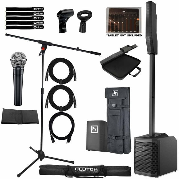 Electro-Voice EVOLVE 30M Black Portable Column System with Vocal Microphone & Stand Package