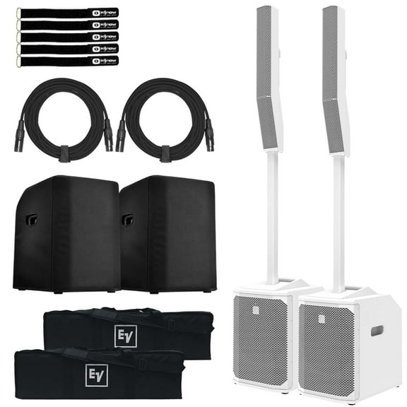 Electro-Voice Evolve50M Portable White Column Speakers with Subwoofer Covers Duo Package