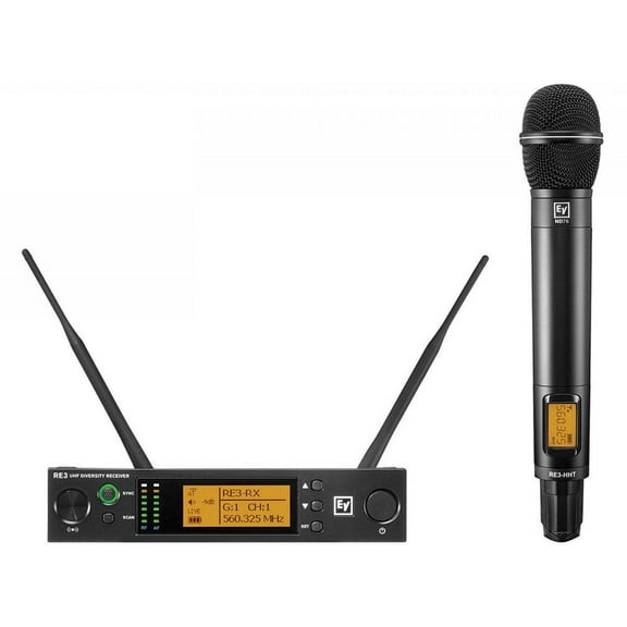 Electro-Voice RE3 Wireless Handheld Set With ND76 Dynamic Cardioid Vocal Microphone Head 653-663MHz 560-596 MHz
