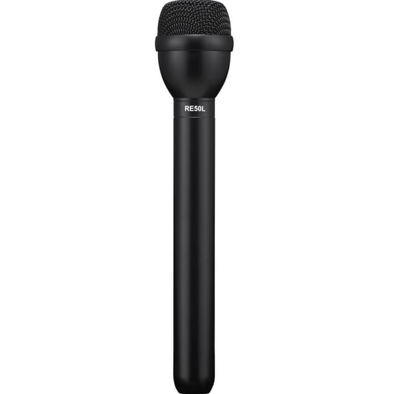 Electro-Voice RE50L Handheld Omnidirectional Interview Microphone with Long Handle, 80-13000Hz, 9.5" Long, Semi-Gloss Black Finish