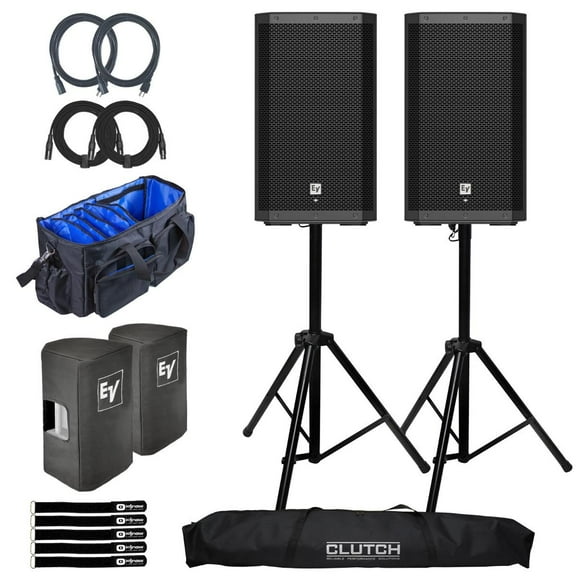 Electro-Voice ZLX-12P-G2-US 12" 2-Way Powered Speakers 2-Pack with Covers & Stands Package