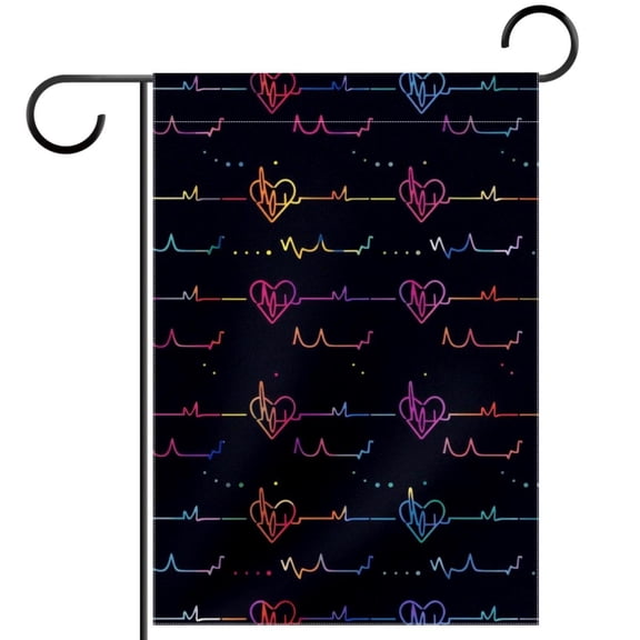 Electrocardiogram Aesthetic Pattern Garden Flag Double Sided House Flag for Outdoor Home, Personalized All Year Round Yard Decor 12 x 18 Inch
