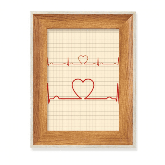 Electrocardiogram Heart Design Pattern Desktop Wooden Photo Frame Display Picture Art Painting Multiple Sets