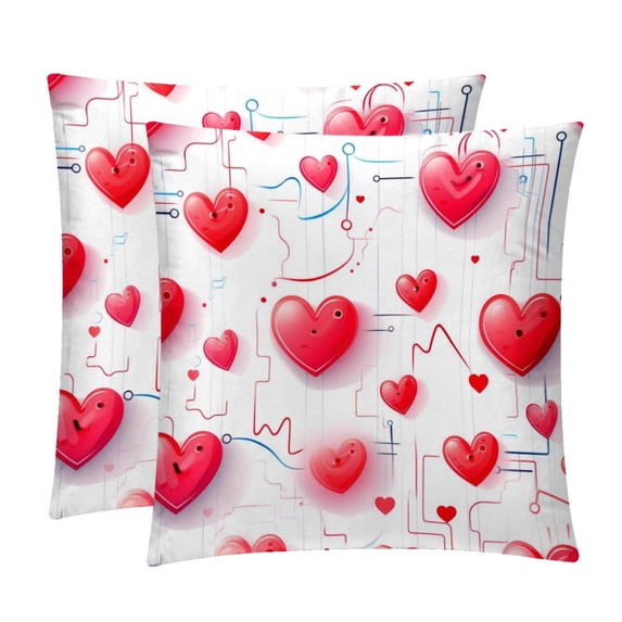Electrocardiogram Luxurious Velvet Decorative Pillows Covers - Set of 2 Throw Pillow Covers for Chair, Unique Patterns, 16x16, 18x18, 20x20 Inches for Any Occasion