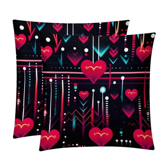 Electrocardiogram Set of 2 Velvet Throw Pillow Covers with Unique Patterns in 16x16, 18x18, and 20x20 Inches for Various Occasions - Throw Pillow Inserts Included