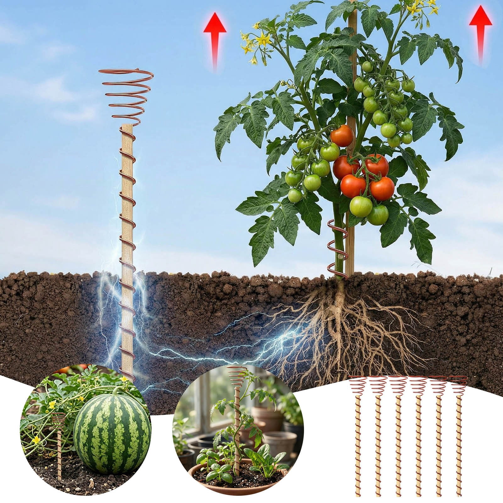 Electroculture Gardening Stakes 6 Pack Copper Coil Antennas - 11.8 Inch ...