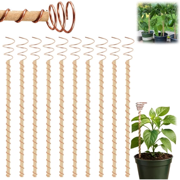 Electroculture Plant Stakes, Eco-Friendly Natural Plant Growth Boost Copper Coil Plants Stakes for Garde Garden Stake for Plants Fruits Vegetables Growth Eco-Friendly High-Yield，10pcs