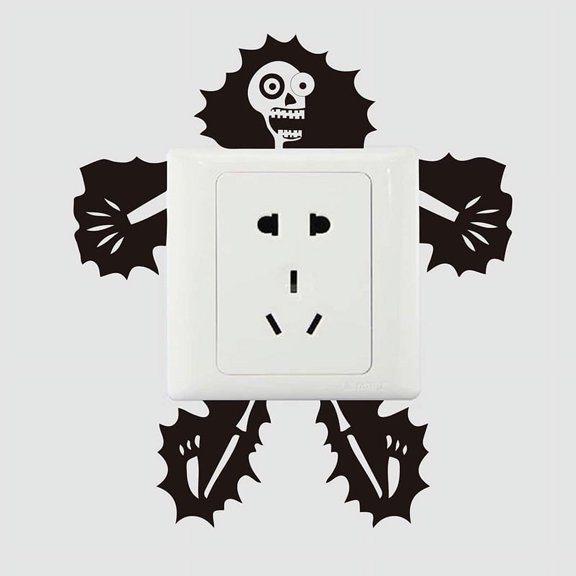 Electrocution Skeleton Man Switch Sticker, Children's Bedroom Bathroom Wall Sticker Self-adhesive Halloween Fun Fashion Style
