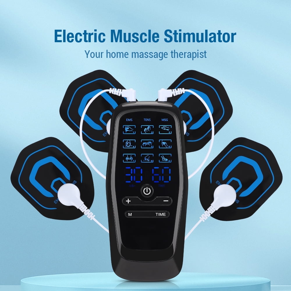 Electrode Pads for Back Neck Massager , Electronic Pulse Massager Dual Channel with 10 Reusable Shoulder and Neck Massage Patch, Portable Machine Massager Tens Unit Replacement Pads Black